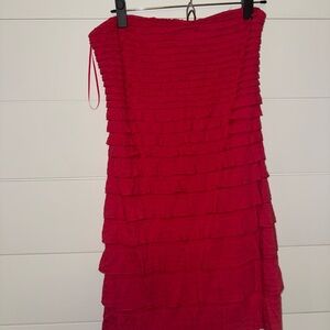 Express Vibrant Pink Strapless Dress